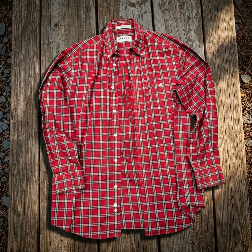 VINTAGE Orvis Men's M Red Plaid Flannel Cabincore Grunge Lumberjack Workwear